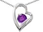1.25 cttw 14k White Gold Plated 925 Sterling Silver and Genuine Round Amethyst Heart Pendant