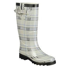 Nova Plaid Rain Boots - Charcoal