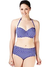Halterneck Spotted Underwired Bandeau Bikini Top