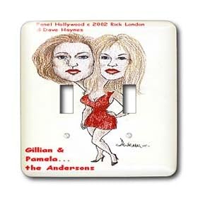 Londons Times Funny Panel Hollywood Cartoons - Gillian And Pamela Anderson, A Perfect Package - Light Switch Covers - double toggle switch