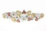 Flower Fashion Pearls with Yellow leaf Hair Barrette
