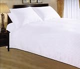 Double, White, Satin Stripe Duvet Cover and Pillowcase Bed Set by VICEROY BEDDING