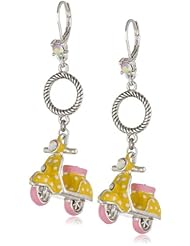 Betsey Johnson "Color Me Betsey" Yellow Polka Dot Vespa Drop Earrings