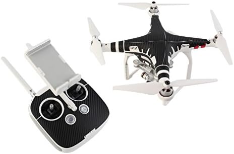 Delin Waterproof Designer Black Decal Wrap Skin Carbon Fiber Sticker for DJI Phantom 3 Quadcopter