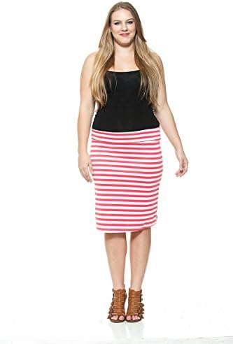 15ShopStop Women's Mini Thin Stripe Plus Size Pencil Skirt 2X Multicolor