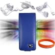 Apple iPod Nano 5th Generation (5G Video) Premium **VG BRAND** Leather Flip Case Cover **BLUE** + Apple Ipod Nano Car Charger + Apple Ipod Nano Wall Charger + Apple Ipod Nano Data Cable + Vangoddy ?(Trademarked) Orange Silicone Wrist Band!!!