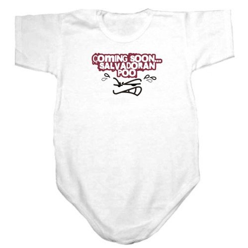 Baby Bodysuit White  Coming Soon ... Salvadoran Poo ! / Transfer  El Salvador Country 12 - 18 Months