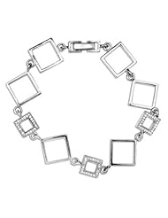Sterling Silver 0.33 ctw Diamond Graduated Openwork Square Bracelet