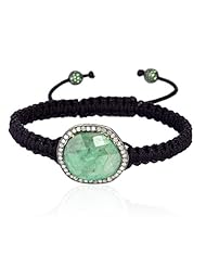 18kt Gold Diamond Pave Gemstone Charm Macrame Cord Bracelet Silver Handmade Jewelry
