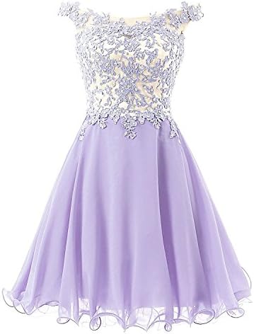 Moliga Women's Straps Lace Bodice Short Prom Gown Homecoming Party Dress004