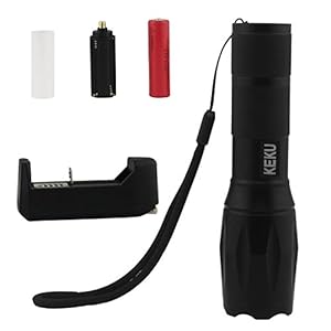 Flashlight LED,KEKU NEW 1000 Lumen Handheld Cree XML T6 Water Resistant Camping Torch Adjustable Focus Zoom Tactical Light Lamp for Outdoor Sports