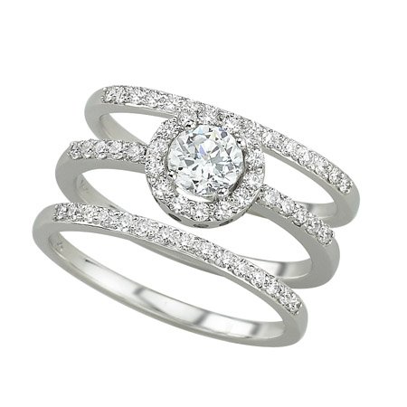 14K White Gold Diamond Wedding Set Semimount