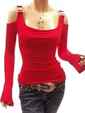 Patty Women Unique Cut Out Shoulder Bell Sleeve Boho Blouse Top