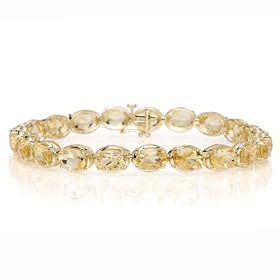 10k Yellow Gold Oval Cut Citrine Bracelet, 7 by