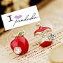 Apfel Ohrstecker mit Zirkonia, Farbe rot, angebiss&hellip von DS Ohrschmuck