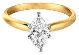  : 14k Yellow Gold Marquise Solitaire Diamond Engagement Ring (1/4 ct, H-I Color, SI2-I1 Clarity), Size 6