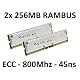2 x 256MB = 512MB RAMBUS RDRAM 800Mhz, ECC, 45ns f�r RAMBUS basierte Workstations