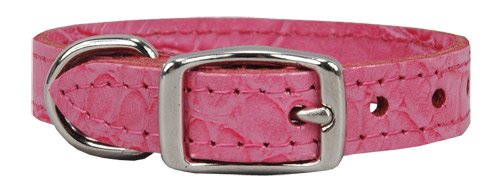 Croco - Faux Crocodile Leather Collar - 1/2 in. x 14 in. - Pink