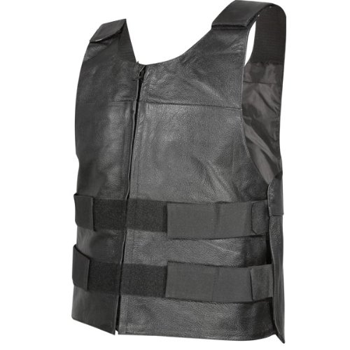 Mens Bulletproof Style Tactical Street Cowhide Leather Vest