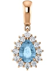18K Rose Gold 7.00x5.00mm Pear Cut Sky Blue Topaz and Diamond Pendant -- LIFETIME WARRANTY