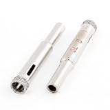 uxcell　ダイヤモンドガラスホールソー　直径8mm 　メタルシャフト　シルバートーン　2個