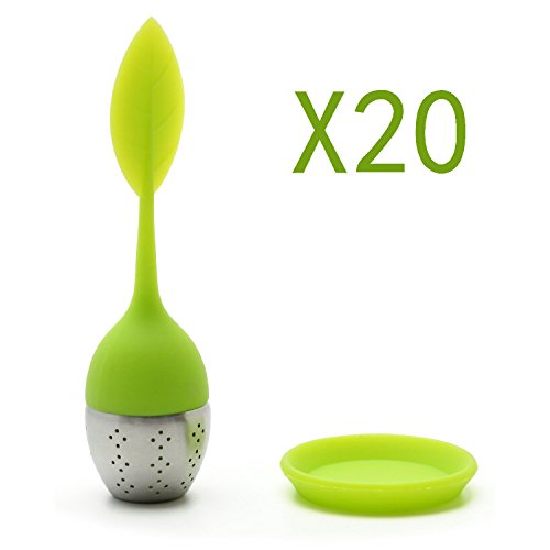 Set of 20 Whole Sale Tea Infuser Leaf Strainer Handle with Steel Ball Silicone eaf Lid (Reseda) By Xcellent Global