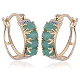 18kpl Genuine Emerald Hoop Earrings