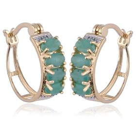 Buy 18kpl Genuine Emerald Hoop Earrings by Aesthetic Jewels