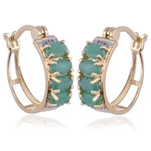 Buy 18kpl Genuine Emerald Hoop Earrings by Aesthetic Jewels