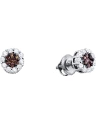 14K White Gold 0.50CT Brown Diamond Flower Earring
