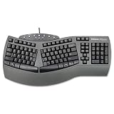 Fellowes - Ergonomic Split-Design Keyboard w/Antimicrobial Protection, 117 Keys, Black