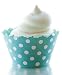 Teal Blue Polkadots Cupcake Wrappers - Set of 12 - Use Wraps on Cupcakes As Centerpieces or on Pedestals