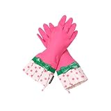 Gloveables Fashion Gloves in Pink Polka Dots with Green Bow