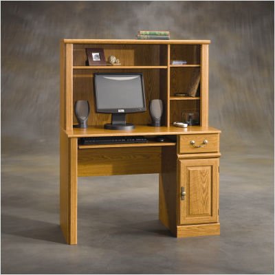 Sauder Orchard Hills Small Wood Computer Desk with Hutch in Oak