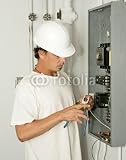 Wallmonkeys Peel and Stick Wall Decals - Electrician Trimming Wire - 18H x 14W Removable Graphic