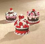 Set of 3 Felt Cake Cupcake Gift Containers Boxes