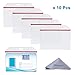 10 Pack Horizontal Extra Thick Clear ID Badge Holder Card Holder with Resealable Zip for Multiple Cards (Vinyl PVC) by Wisdompro - Red Zip (4-3/8