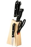 from Premier Premier Housewares 6-Piece Knife and Scissor Set in Natural Wood Block Model 907033