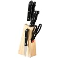 Premier Housewares 6-Piece Knife and Scissor Set in Natural Wood Block