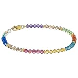 Gold Plated Sterling Silver Multi-Colored Crystallized Swarovski Elements Bracelet, 7.5