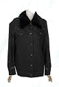 Dennis Basso Embellished Beaded Jean Jacket with Removable Faux Fur Collar $156 Plus Size