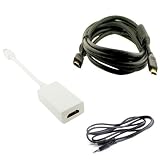 Apple Macbook / Macbook Pro / Macbook Air / iMac Mini Display Port (DisplayPort) to HDMI Adapter w/ 6 Foot Male to Male Hdmi Cable, and a Auxiliary (AUX) 3.5mm to 3.5mm 3.2 Foot Cable