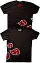 Naruto Shippuden: Akatsuki Clouds with Anit-Leaf Village Symbol Black T Shirt