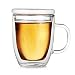 Luxtea 350ml/12.5oz Insulating Teacup Double Layer Glass Mug Heat Resistant Cup for Infusing Coffee, Milk, Tea, etc