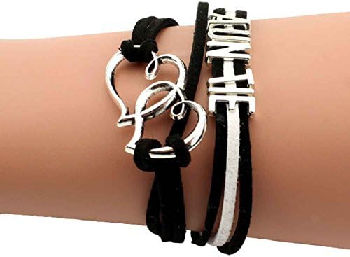 KOOISP 3pcs Love Auntie Bracelets Leather Wrap Multilayer