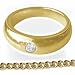 CLEVER SCHMUCK Goldener Taufring schlicht mit Zirkonia ECHT GOLD 333 und vergoldeter Kette Panzer 38/40 cm