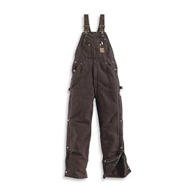 Carhartt Men's Sandstone Zip-to-Thigh Bib Overall - Quilt Lined