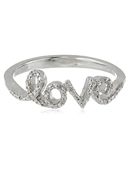 Sterling Silver Diamond Love Ring (0.05 cttw, I-J Color, I2-I3 Clarity)