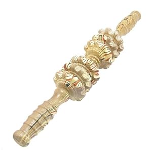 Rosallini Home Wooden Wheel 6 Rollers Body Belly Health Massager for Women