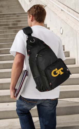 Georgia Tech Sling Backpack Yellow Jackets Logo One Strap Backpacks for Travel or School Bags - BEST QUALITY Unique Gifts For Boys, Girls, Adults, College Students, Men or Ladies
